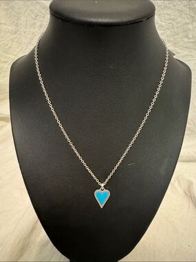 Brighton Silver-Tone Necklace with Turquoise Heart Pendant